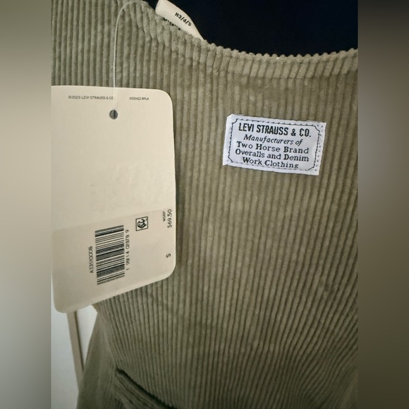LEVI'S WOMEN'S VIANNA SLEEVELESS BUTTON-DOWN CORDUROY GREEN DRESS - SIZE S - NWT - Picture 8 of 8